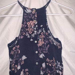 Cropped floral halter top